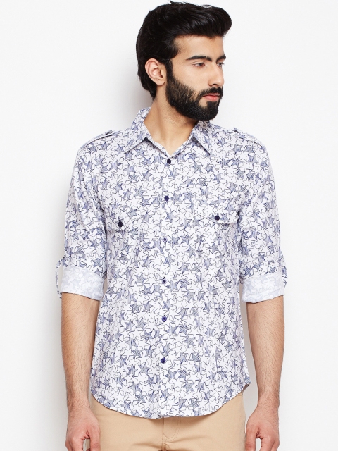 

Oxolloxo Men White Regular Fit Floral Printed Casual Shirt