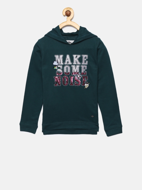 

Lee Cooper Girls Green Printed Hooded Sweatshirt