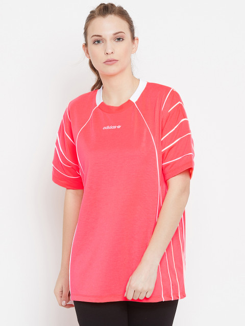 

ADIDAS Originals Women Fluorescent Pink Solid Equipment Boxy T-shirt