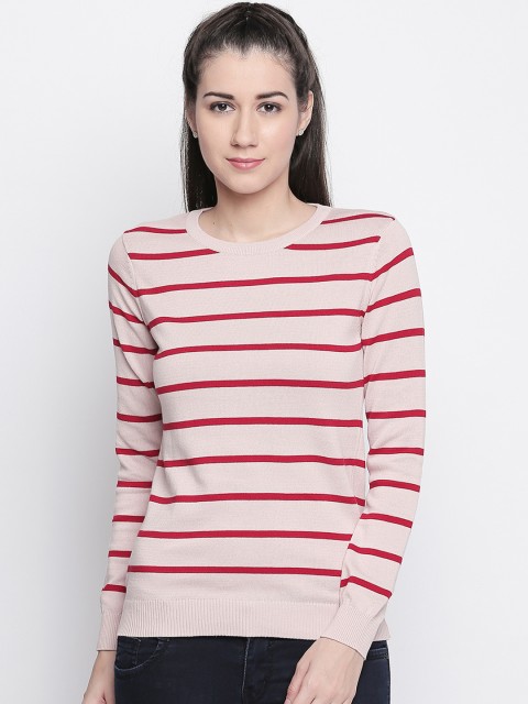 

Honey by Pantaloons Women Beige & Red Striped Top
