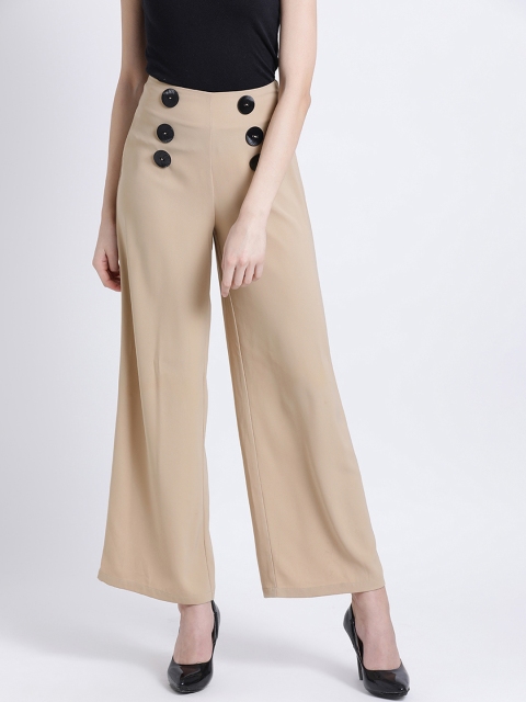 

Kazo Women Beige Regular-Fit Solid Parallel Trousers