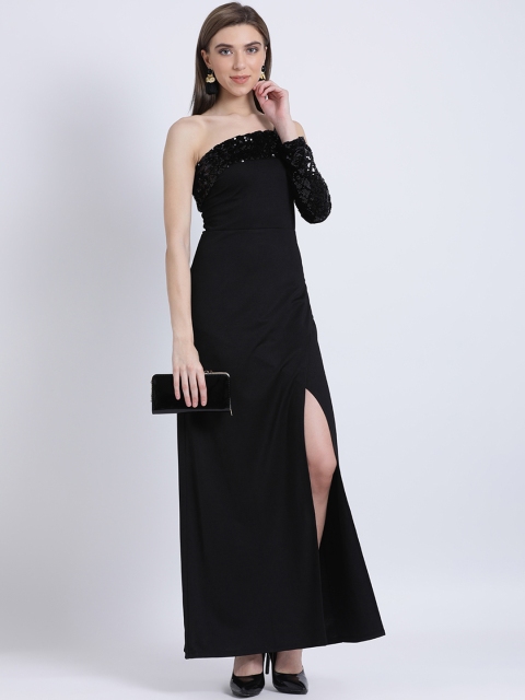 

Kazo Women Black Solid Maxi Dress