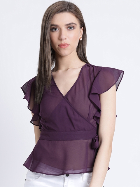 

Kazo Women Purple Solid Wrap Top