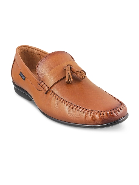 

Mochi Men Tan Brown Formal Leather Slip-Ons