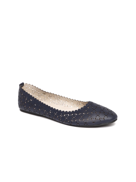 

People Women Navy Blue Solid Ballerinas
