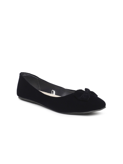 

People Women Black Solid Faux Fur Ballerinas