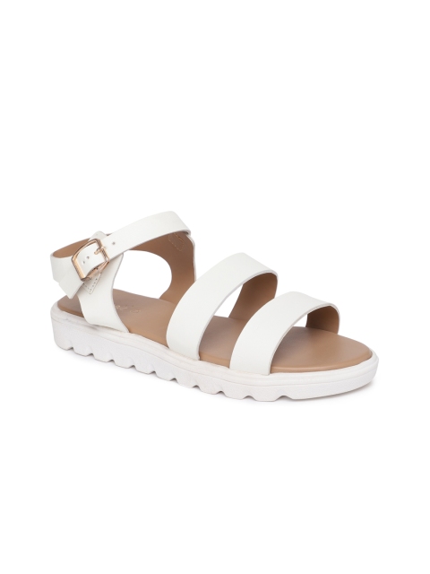 

People Women White Solid Open Toe Flats