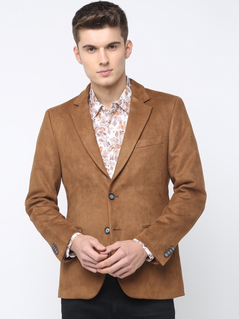 

Basics Men Brown Solid Single-Breasted Blazer