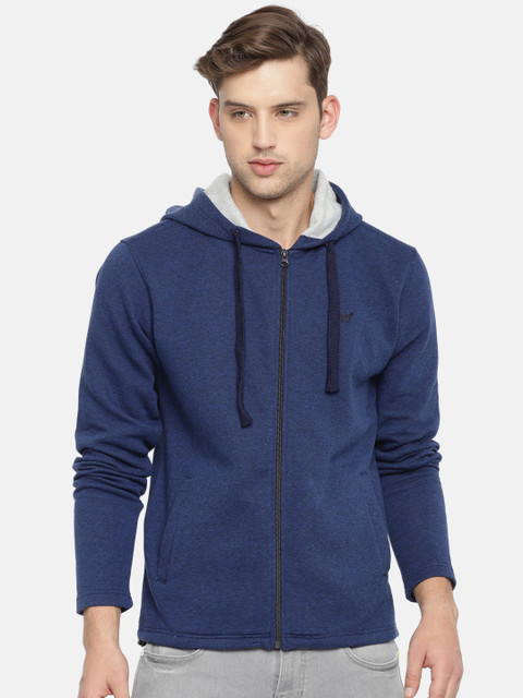 

Wildcraft Men Navy Solid Hooded Zipper Sweatshirt, Navy blue