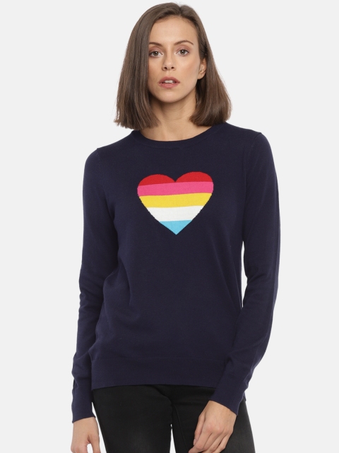 

GAP Women Navy Blue Printed Pullover