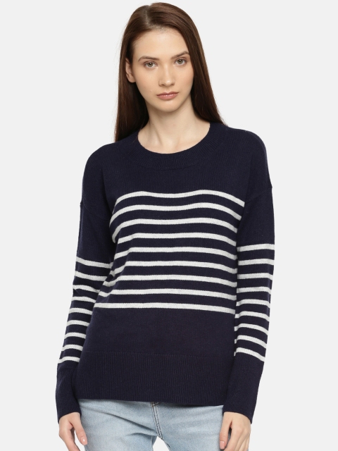 

GAP Women's Stripe Crewneck Pullover Sweater Tunic, Navy blue