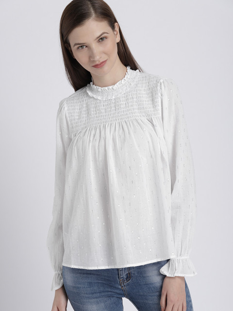 

GAP Women White Self Design Top