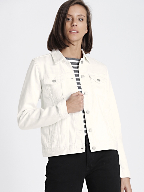 

GAP Women White Solid Denim Jacket