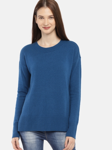 

GAP Women Teal Blue Pullover Crewneck Sweater Tunic in Wool-Blend