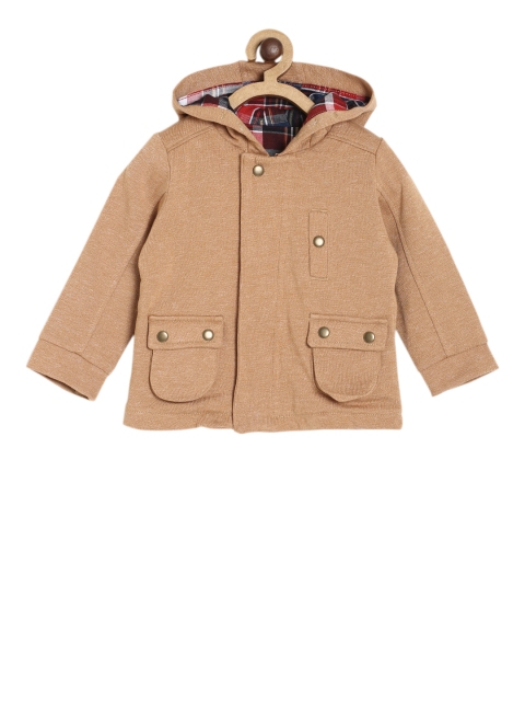 

MINI KLUB Boys Beige Solid Open Front Jacket