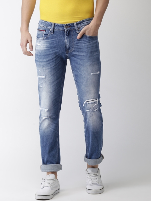 

Tommy Hilfiger Men Blue Slim Fit Mid-Rise Mildly Distressed Stretchable Jeans