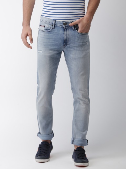 

Tommy Hilfiger Men Blue Slim Fit Mid-Rise Low Distressed Stretchable Jeans