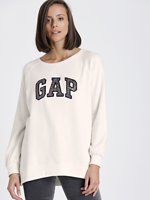 

GAP Women White Printed Sweatshirt