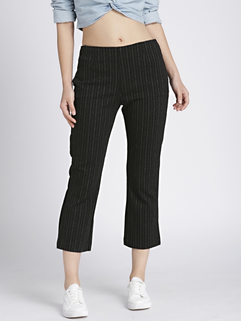 

GAP Women Charcoal Grey High Rise Stripe Crop Kick Pants