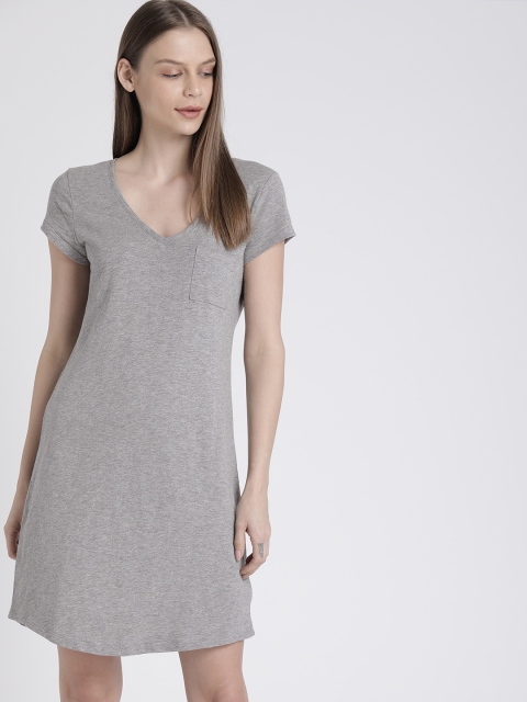 

GAP Women's Short Sleeve Pocket T-Shirt Dress, Grey melange