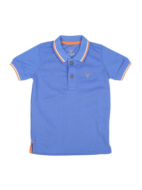 

Allen Solly Junior Boys Blue Solid Polo Collar T-shirt