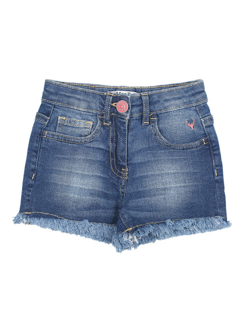 

Allen Solly Junior Girls Blue Washed Regular Fit Denim Shorts