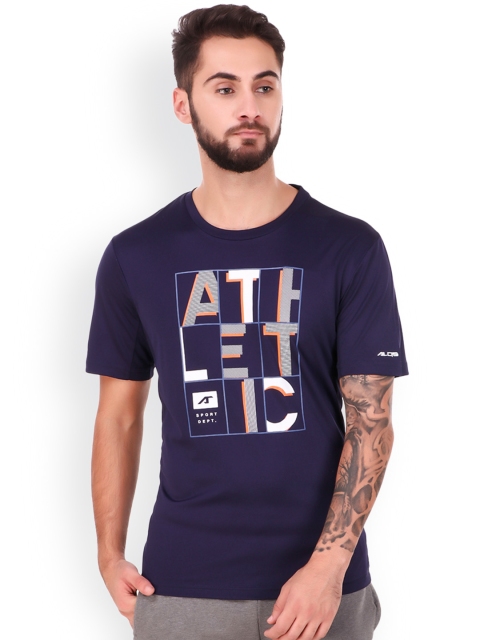 

Alcis Men Blue Printed Round Neck T-shirt, Navy blue