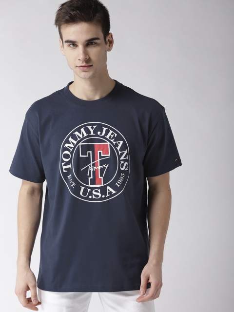 

Tommy Hilfiger Men Navy Blue Printed Round Neck T-shirt