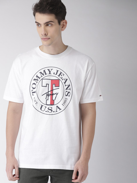 

Tommy Hilfiger Men White Printed Round Neck T-shirt