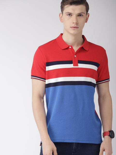 

Tommy Hilfiger Men Red Colourblocked Polo Collar T-shirt