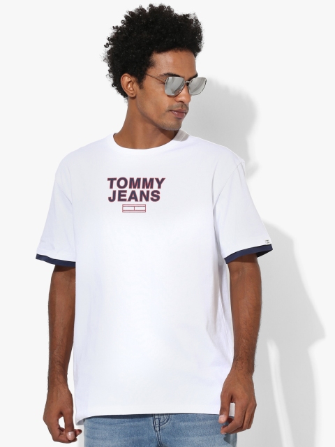 

Tommy Hilfiger Men White Printed Round Neck Pure Cotton T-shirt
