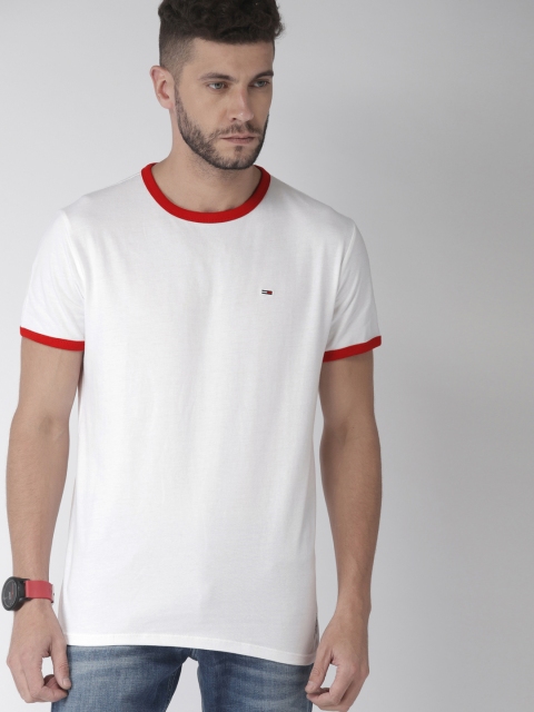 

Tommy Hilfiger Men White Solid Round Neck Pure Cotton T-shirt