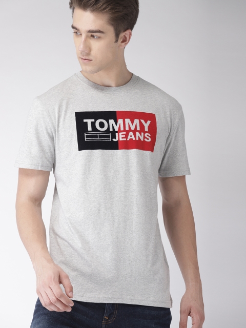 

Tommy Hilfiger Men Grey Melange Printed Round Neck T-shirt