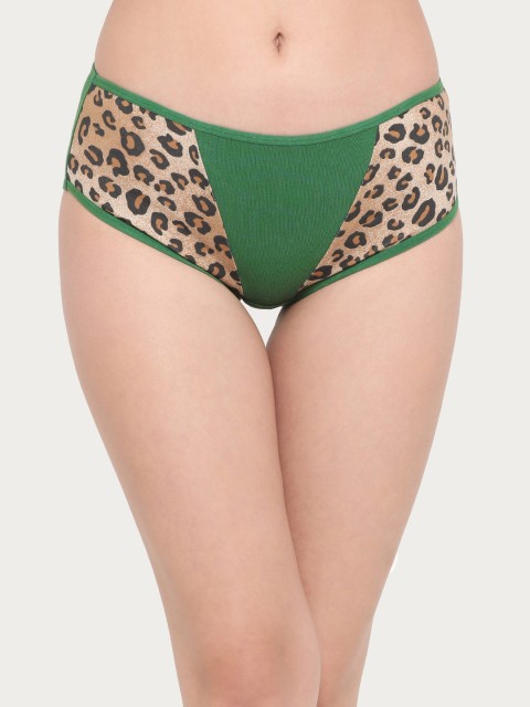 

Clovia Women Green & Brown Printed Hipster Briefs PN2785P11XL