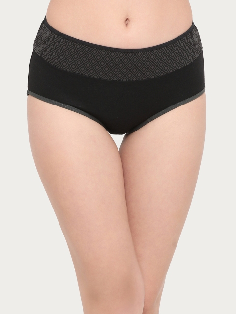 

Clovia Women Black & Grey Solid Hipster Briefs PN2783P13XL