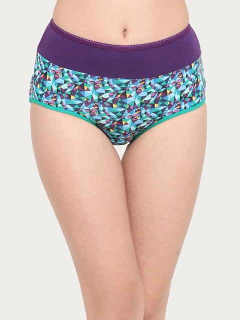 

Clovia Women Purple & Green Printed Hipster Briefs PN2734P15XL