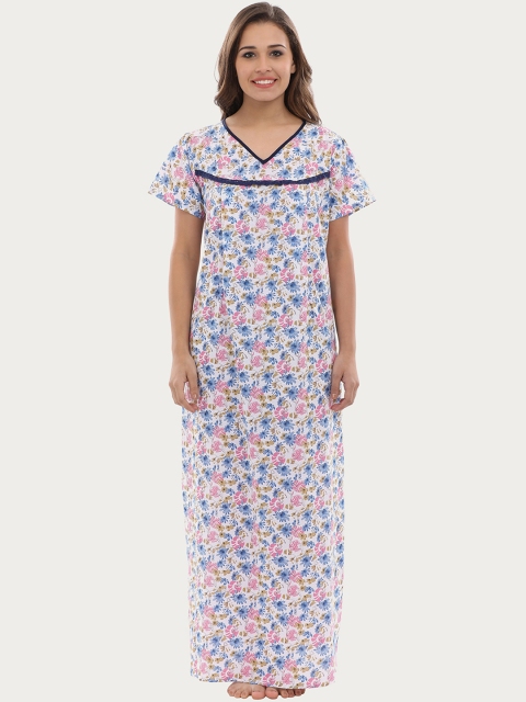 

Clovia Women White & Blue Printed Maternity Nightdress NS1111P08XL