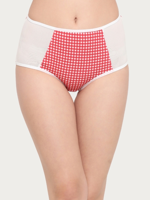 

Clovia Women Red & White Checked Hipster Briefs PN2795P04