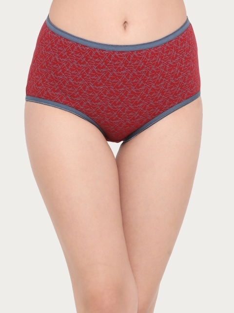 

Clovia Women Maroon & Blue Printed Hipster Briefs PN2801P09XL