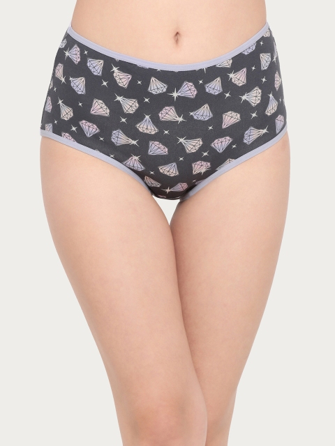 

Clovia Women Charcoal-Grey Printed Hipster Briefs PN2715P05XL