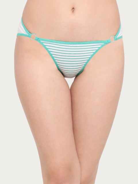

Clovia Women Green & White Striped Bikini Briefs PN2197P11XL