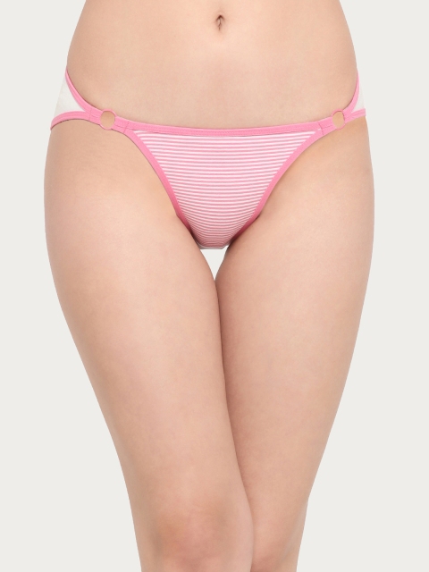 

Clovia Women Pink & White Striped Bikini Briefs PN2197P22XL