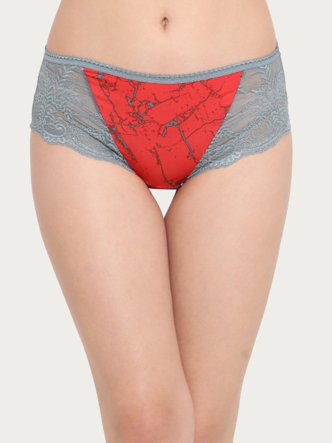 

Clovia Women Red & Grey Printed Hipster Briefs PN2805P04XL