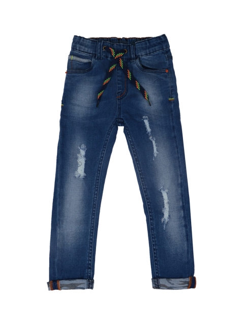 

TALES & STORIES Boys Blue Slim Fit Mid-Rise Mildly Distressed Jeans