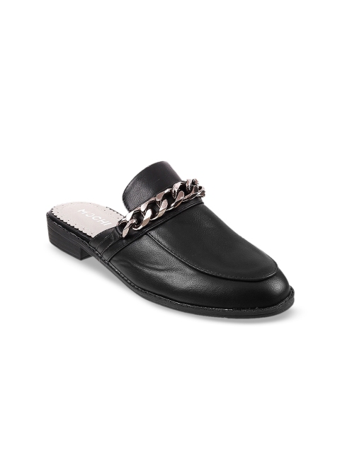 

Mochi Women Black Solid Heeled Mules