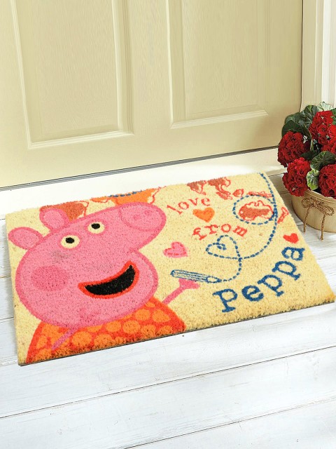 

Saral Home Beige & Pink Printed Anti-Slip Doormat