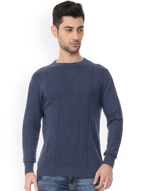 

Van Heusen Men Maroon Self Design Pullover Sweater, Blue