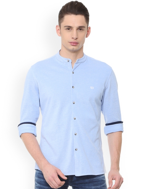 

Van Heusen Sport Blue Self-Design Slim Fit Casual Shirt