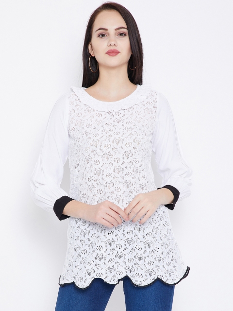 

Toshee Women White Lace Tops