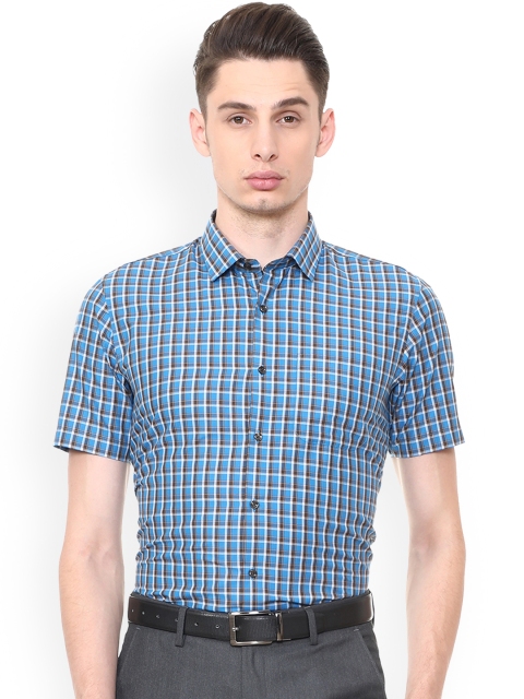 

Peter England Men Blue & White Checked Formal Shirt